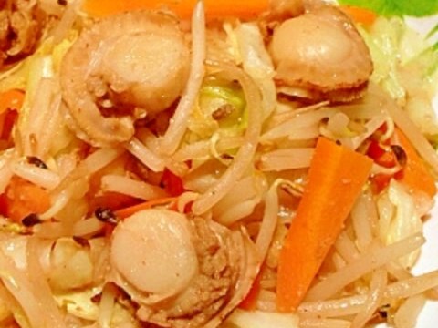 ベビーホタテの☆にんにく野菜炒め。